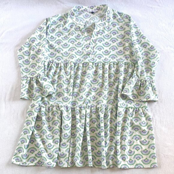 Michelle McDowell dress Extra Large white green blue pink ruffle beach cover up - Picture 2 of 8